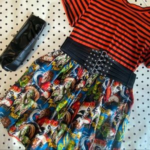 Classic Movie Monsters Skirt Sz L Goth Punk Horror